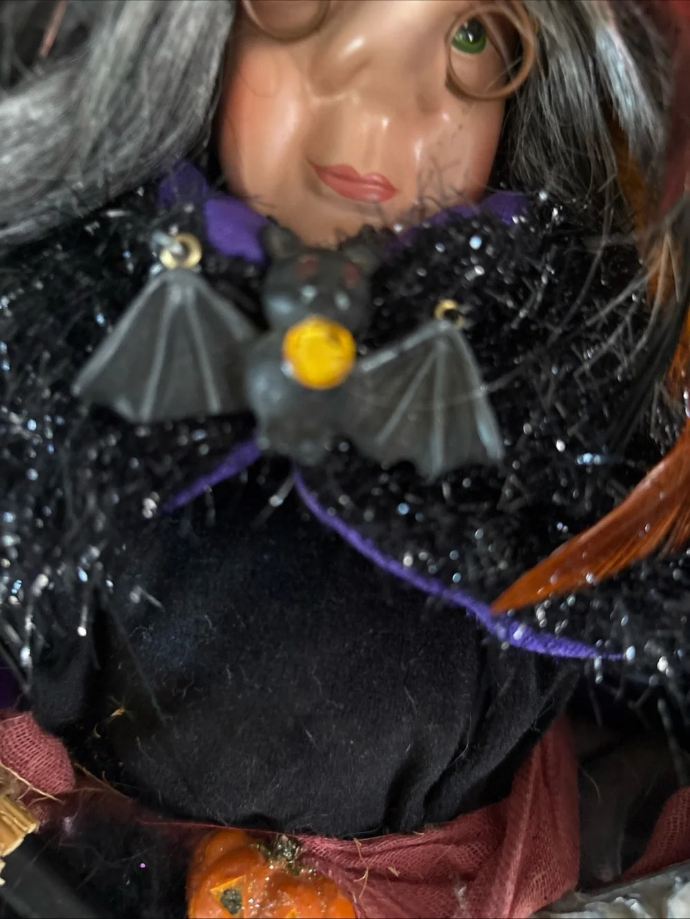 Adorable Witch Shelf Sitter book of spells broomstick Poseable.